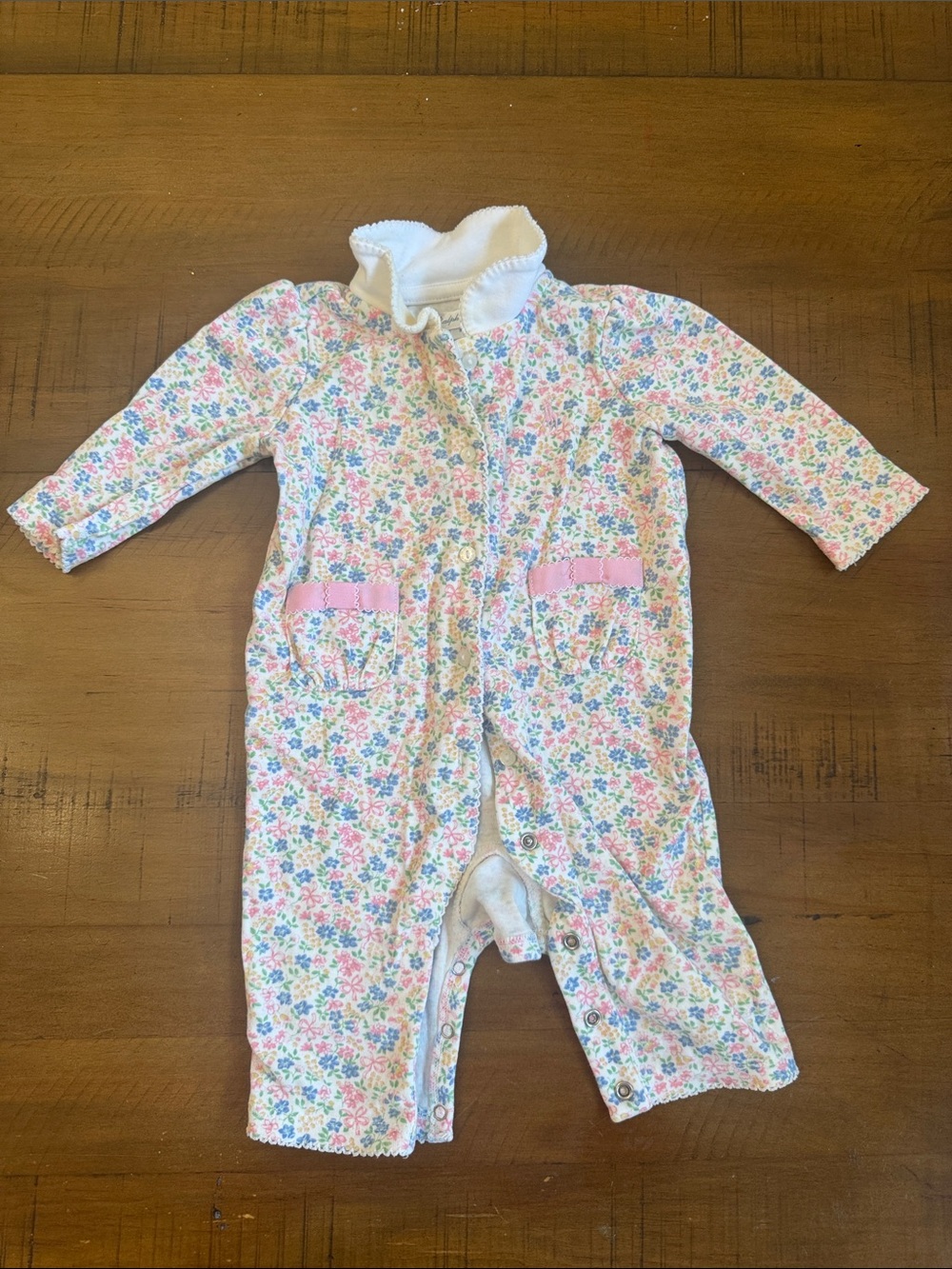 Ralph Lauren Baby Floral One-Piece Romper in Pink and Blue